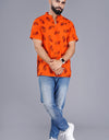 Radhey Radhey Half Sleeves Short Orange Kurta