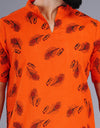 Radhey Radhey Half Sleeves Short Orange Kurta