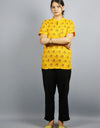 Radhey Radhey Half Sleeves Short Yellow Kurta with Pocket and Button