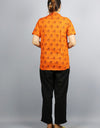 Radhey Radhey Half Sleeves Short Orange Kurta with Pocket and Button