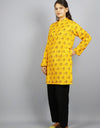 Radhey Radhey Full Sleeves Long Yellow Kurta with Pocket and Button