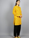 Radhey Radhey Full Sleeves Long Yellow Kurta with Pocket and Button