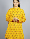 Radhey Radhey Full Sleeves Long Yellow Kurta with Pocket and Button