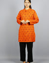 Radhey Radhey Full Sleeves Long Orange Kurta with Pocket and Button