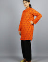 Radhey Radhey Full Sleeves Long Orange Kurta with Pocket and Button