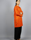 Radhey Radhey Full Sleeves Long Orange Kurta with Pocket and Button