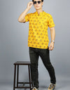 Radhey Radhey Half Sleeves Short Yellow Kurta with Pocket and Button