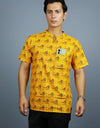 Radhey Radhey Half Sleeves Short Yellow Kurta with Pocket and Button