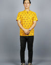 Radhey Radhey Half Sleeves Short Yellow Kurta with Pocket and Button