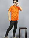 Radhey Radhey Half Sleeves Short Orange Kurta with Pocket and Button