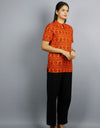 Mahakal Half Sleeves Short Orange Kurta with Pocket and Button