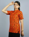 Mahakal Half Sleeves Short Orange Kurta with Pocket and Button