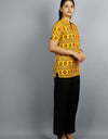 Mahakal Half Sleeves Short Yellow Kurta with Pocket and Button