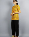 Mahakal Half Sleeves Short Yellow Kurta with Pocket and Button