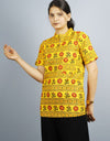 Mahakal Half Sleeves Short Yellow Kurta with Pocket and Button