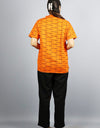 Om Namah Shivay Half Sleeves Short Orange Kurta with Pocket and Button