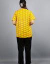 Om Namah Shivay Half Sleeves Short Yellow Kurta with Pocket and Button