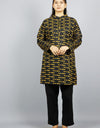 Mahakal Printed Full Sleeves Long Black & Yellow Kurta | Handmade