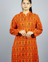 Mahakal & Om Print Full Sleeves Printed Cotton Blend Straight Kurta for Women