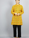 Spiritual Print Om Namah Shivay Full Sleeves Long Yellow & Red Kurta