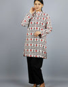 Om Naham Shivay Printed Cotton Full Sleeves Long Kurta Red & White