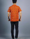 Om Mahakal Half Sleeves Short Orange Kurta with Pocket and Button