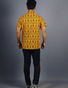 Om Mahakal Half Sleeves Short Yellow Kurta with Pocket and Button