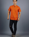 Om Namah Shivay Half Sleeves Short Orange Kurta with Pocket and Button