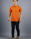 Om Namah Shivay Half Sleeves Short Orange Kurta with Pocket and Button