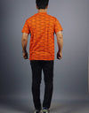 Om Namah Shivay Half Sleeves Short Orange Kurta with Pocket and Button