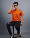 Om Namah Shivay Half Sleeves Short Orange Kurta with Pocket and Button