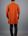 Om Mahakal Full Sleeves Long Orange Kurta with Pocket and Button