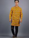 Om Mahakal Full Sleeves Long Yellow Kurta with Pocket and Button