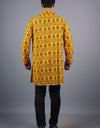 Om Mahakal Full Sleeves Long Yellow Kurta with Pocket and Button