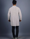 Om Namah Shivay Full Sleeves Long White Kurta with Pocket and Button