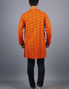 Om Namah Shivay Full Sleeves Long Orange Kurta with Pocket and Button