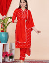 Plain Solid Kurti Tagai knee length Red