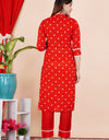 Plain Solid Kurti Tagai knee length Red