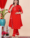 Plain Solid Kurti Tagai knee length Red