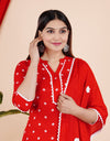 Plain Solid Kurti Tagai knee length Red