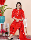 Plain Solid Kurti Tagai knee length Red