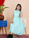 Printed half sleeves Kurti Sky Blue