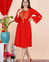 Embroidery Kurti  Keen Length Red