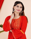 Embroidery Kurti  Keen Length Red