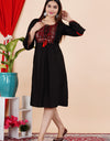 Embroidery Kurti  Keen Length Black & Red