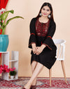 Embroidery Kurti  Keen Length Black & Red