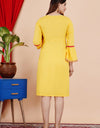 Embroidery Kurti  Knee Length Yellow