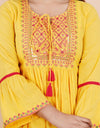 Embroidery Kurti  Knee Length Yellow