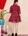 Embroidery Printed Top  Knee Length maroon