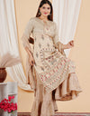 Plain Solid Kurti Tagai knee length Cream Color